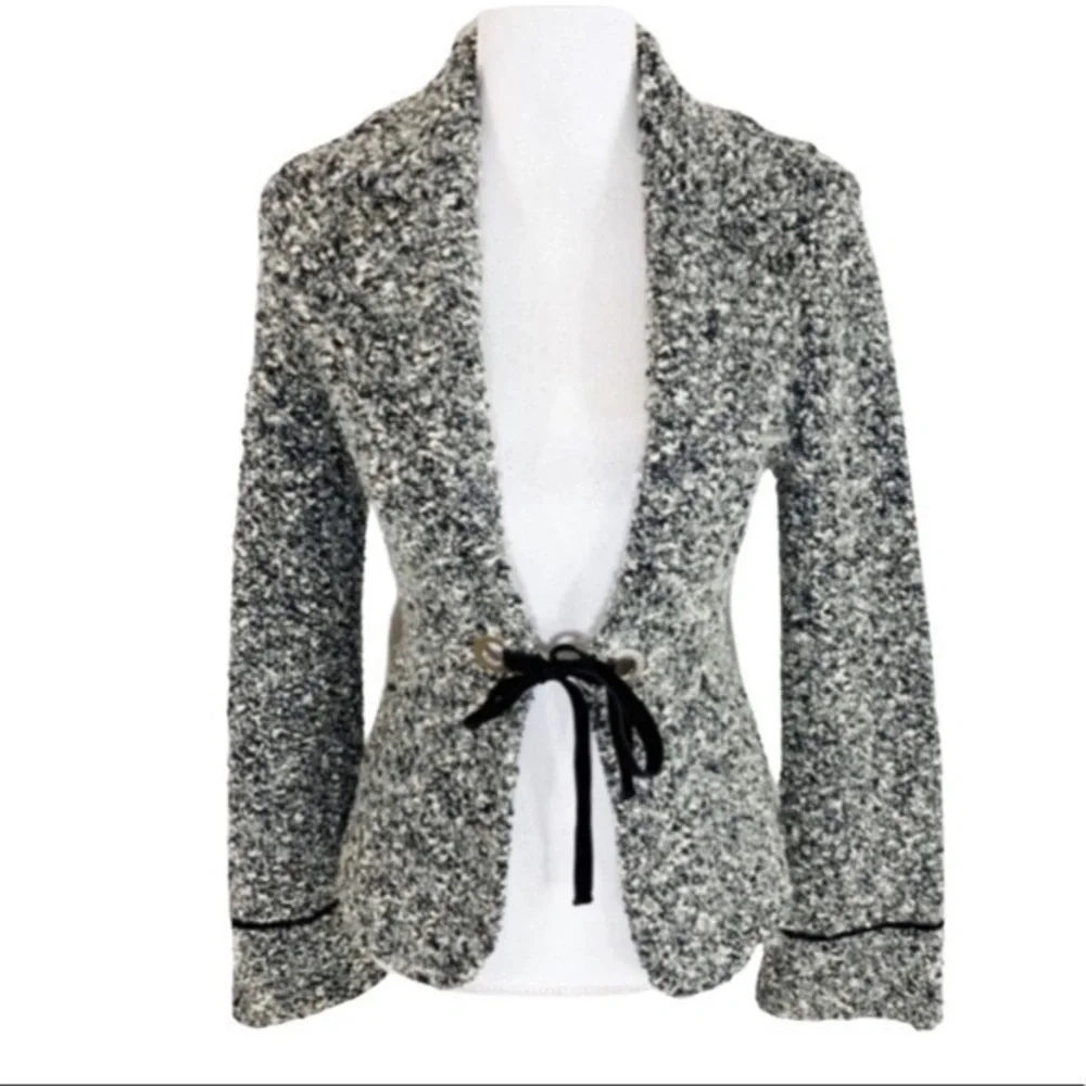 Classiques Entier black gray white wool tie jacket